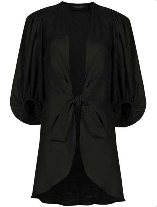 Solid Cover-Up With Voluminous Sleeves - Black