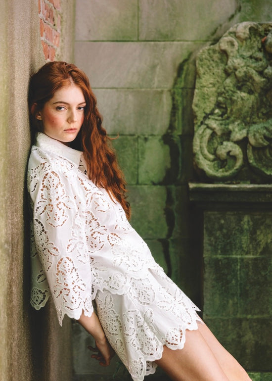 Erica Shirt - White Embroidered Eyelet