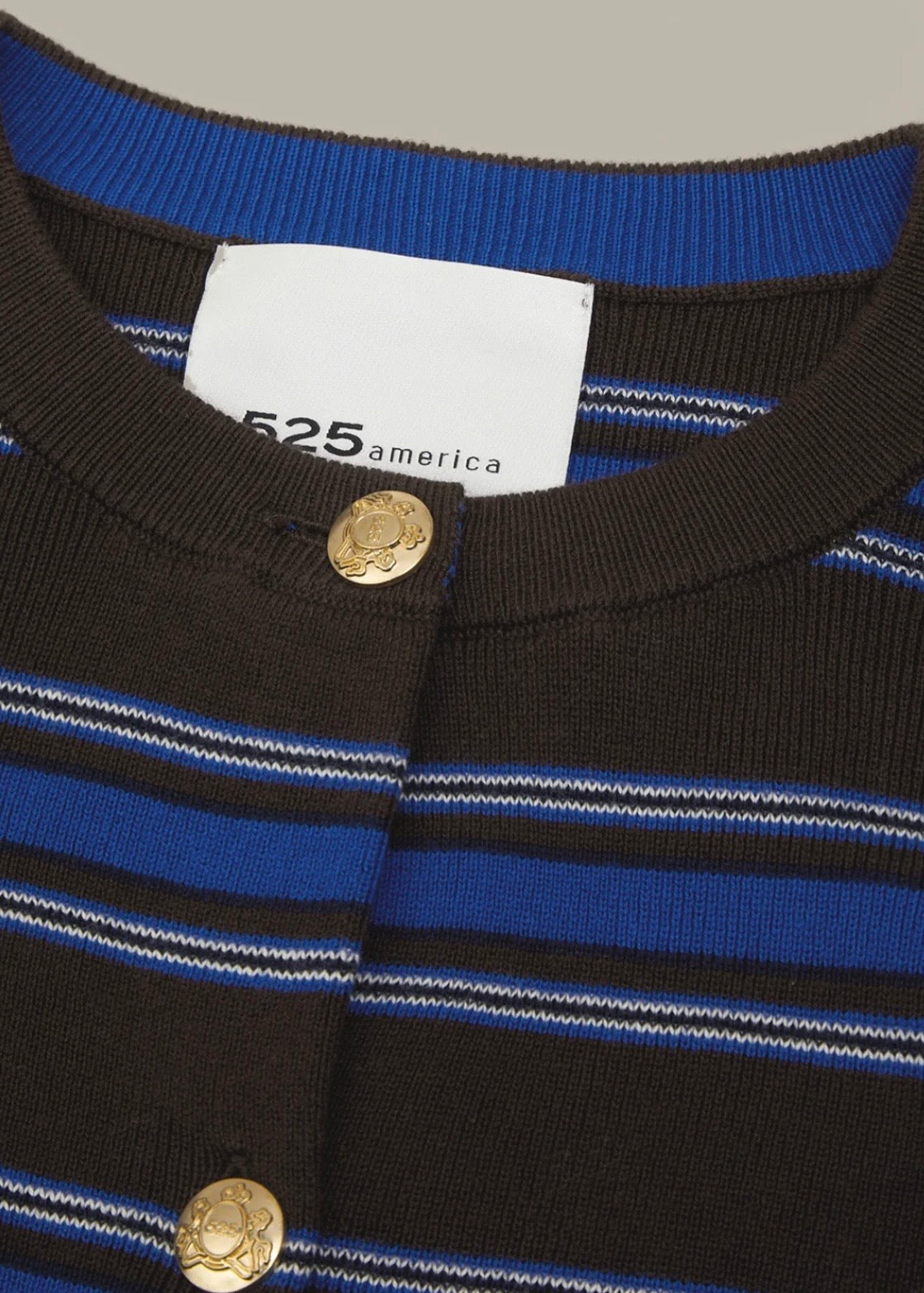 Tove Crewneck Stripe Cardi - Chocolate Stripe