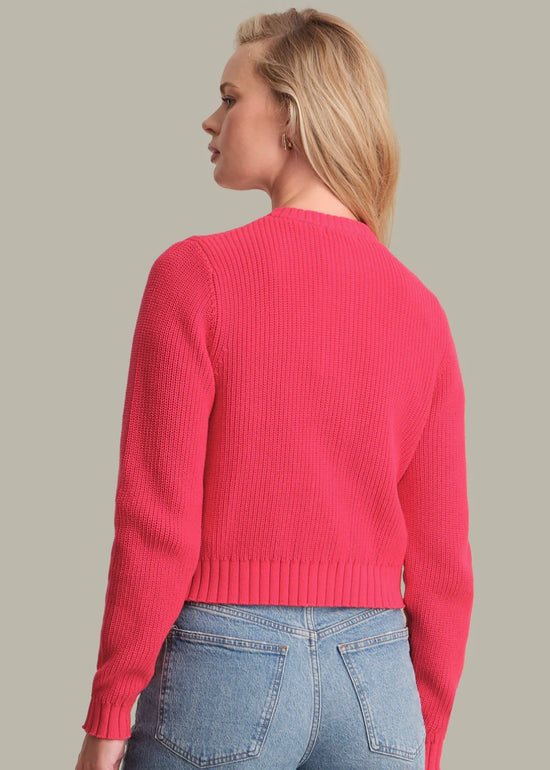 Palmer Crew Neck Cardigan - Red