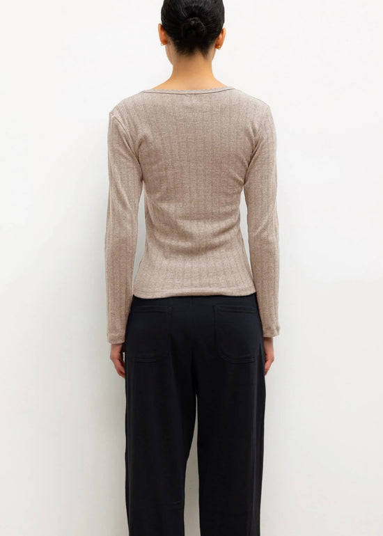 Pointelle Slim Fit Long Sleeve - Beige Melange