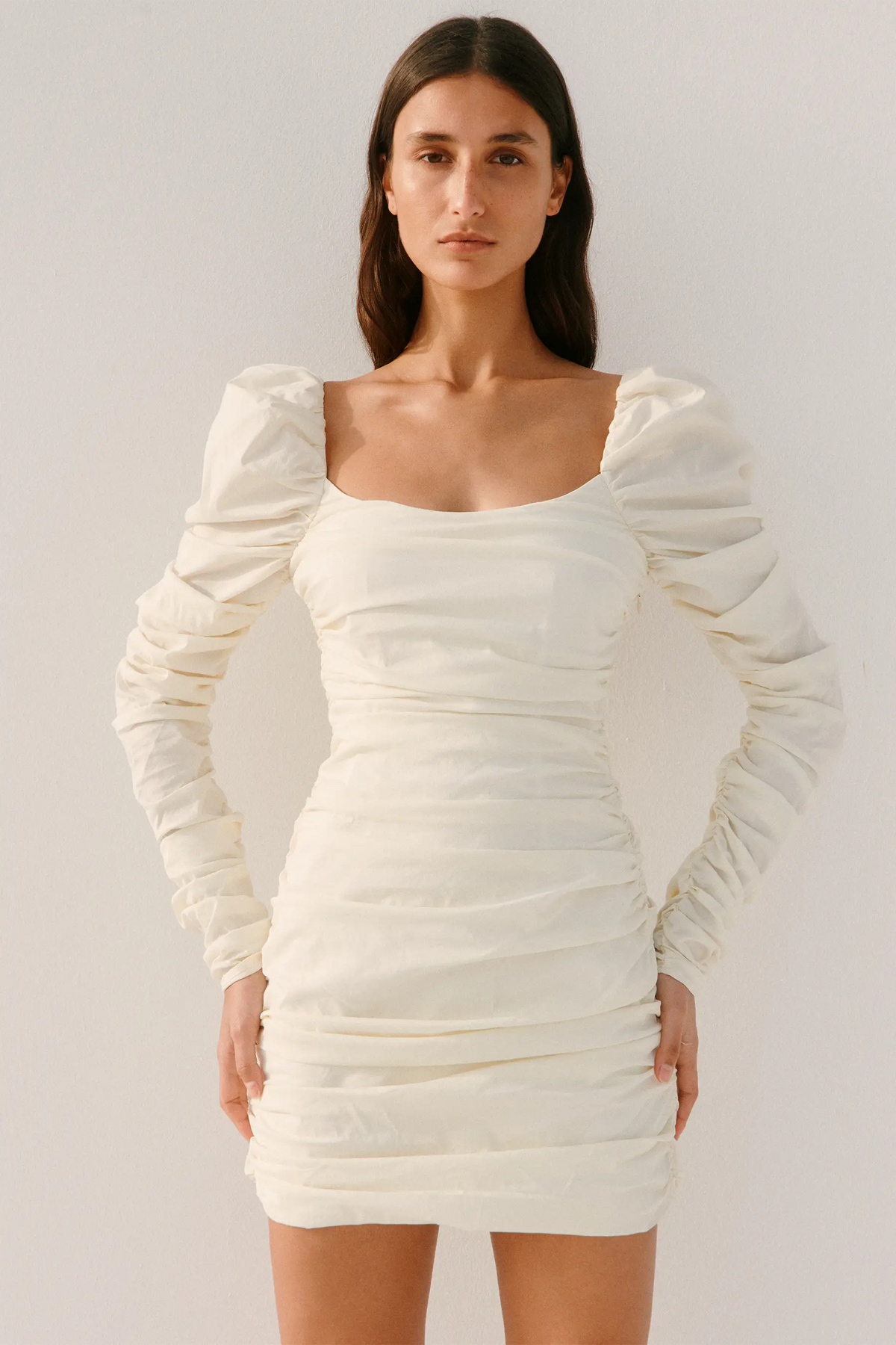Maxine Ruched Mini Dress - Ivory