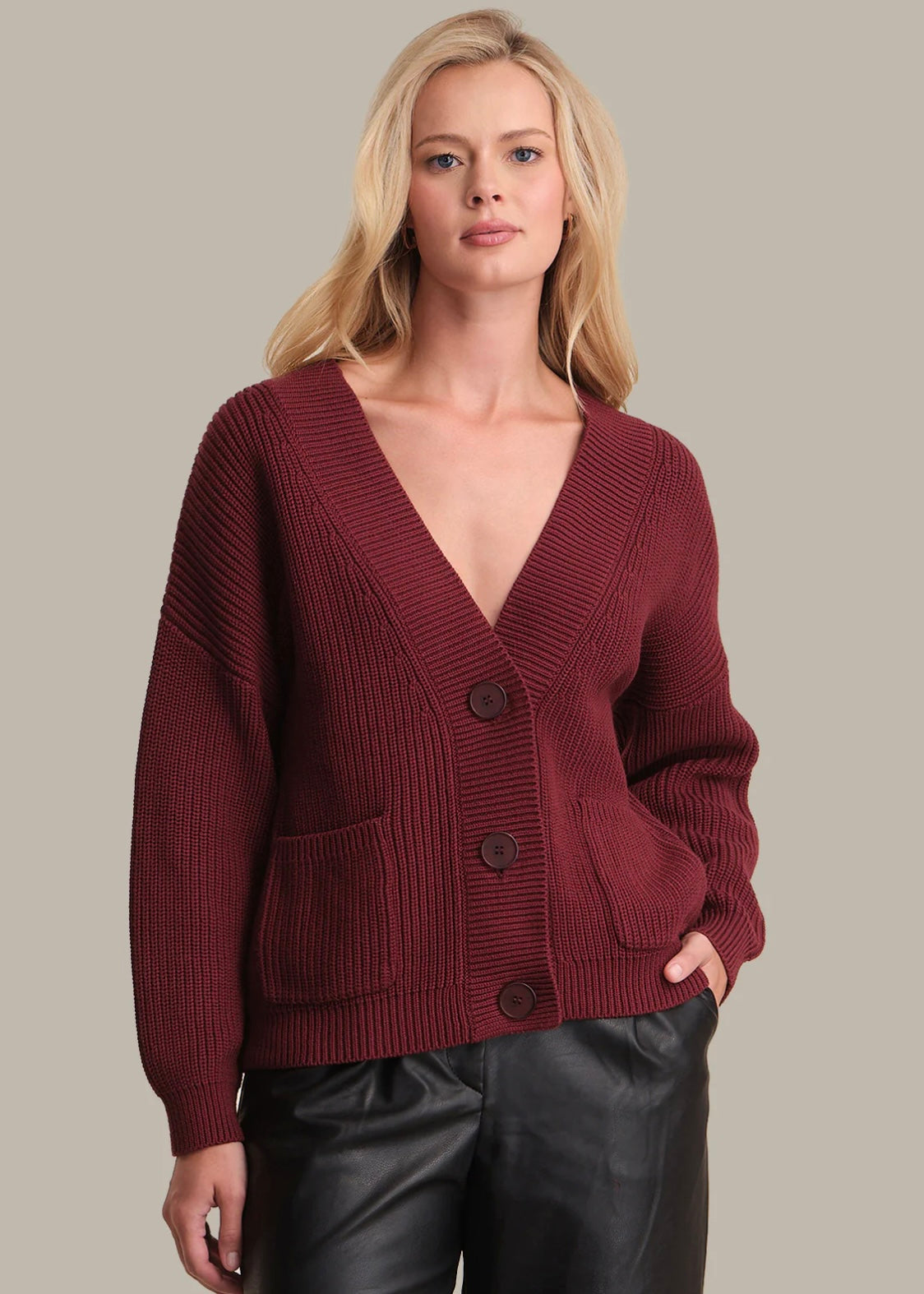 Celeste Button Down Cardigan - Oxblood