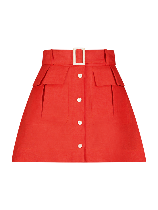 Cargo Mini Skirt - Red