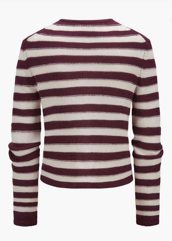 Striped Jacket Sweater - Sloe Gin/Alabaster