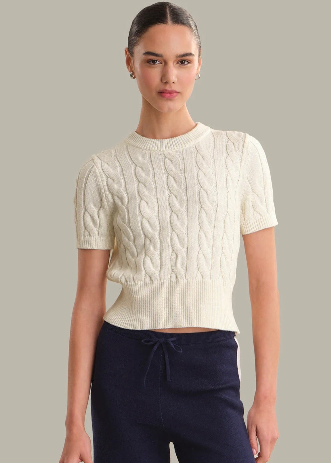 Sky Cable Crewneck Pullover - Chalk