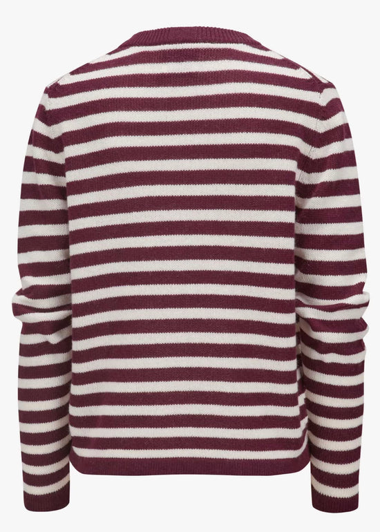 Striped Crewneck Sweater - Sloe Gin/Alabaster