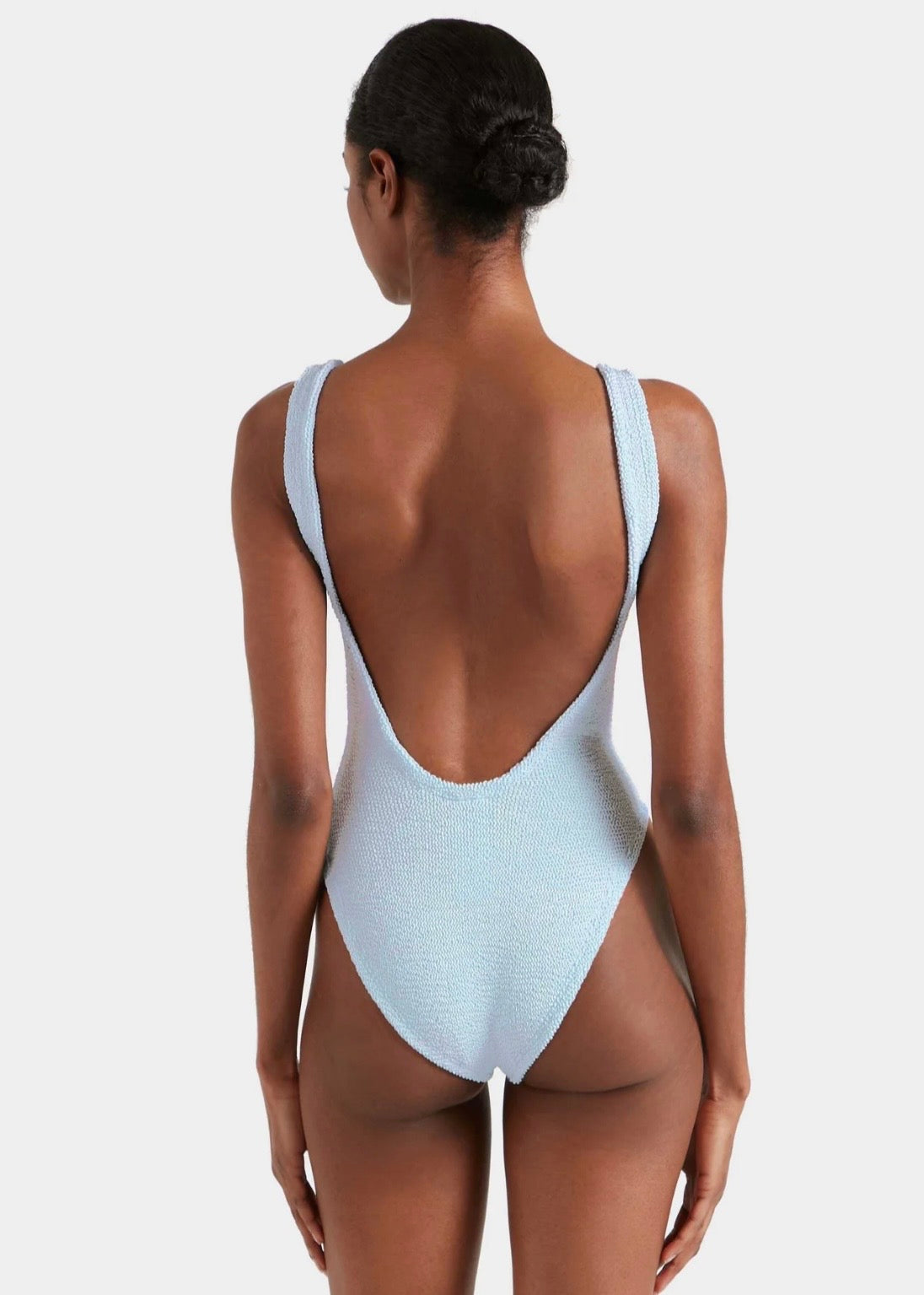 Square Neck Swimsuit - Metallic Ice Blue