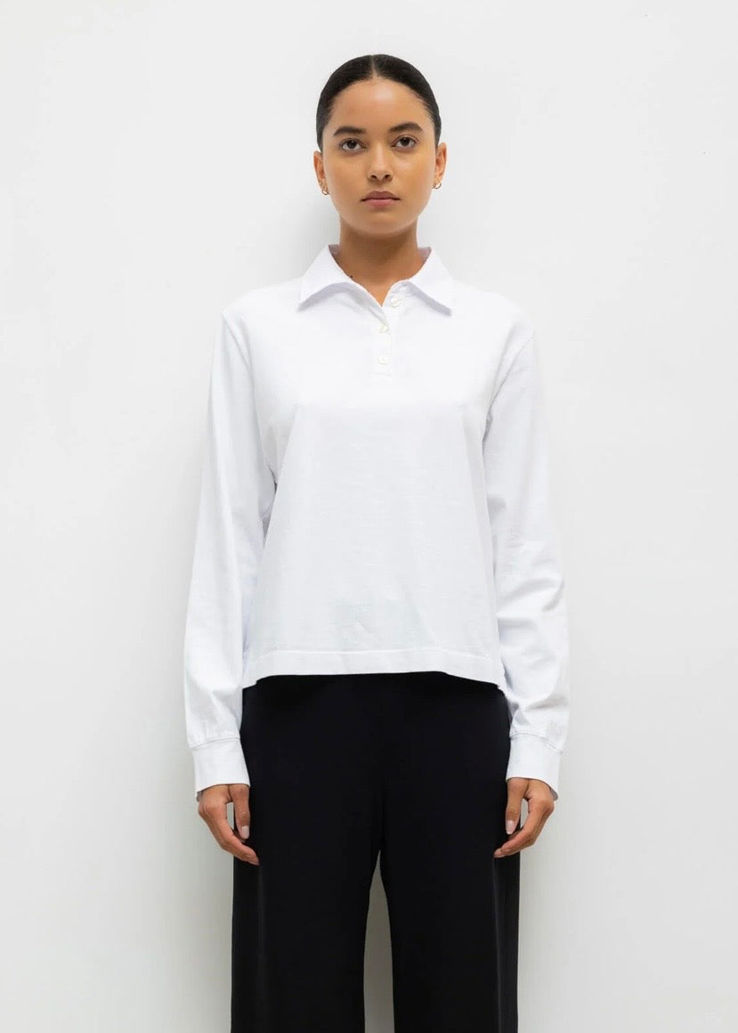 Margo Long Sleeve Polo - White