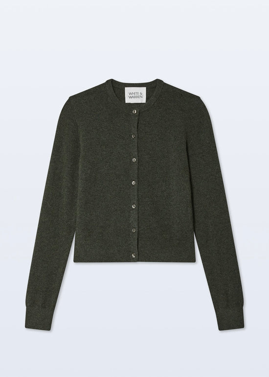 Cashmere Crewneck Cardi - Thyme