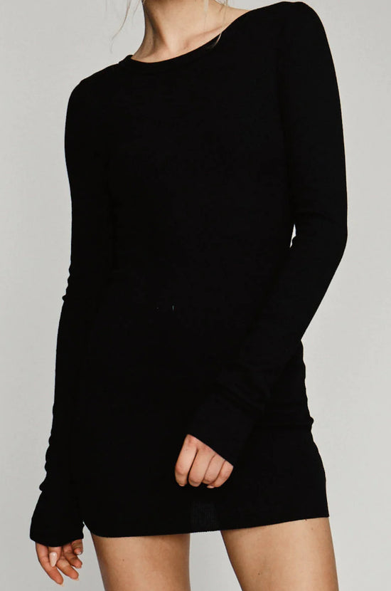 L/S Crewneck Mini Dress - Black