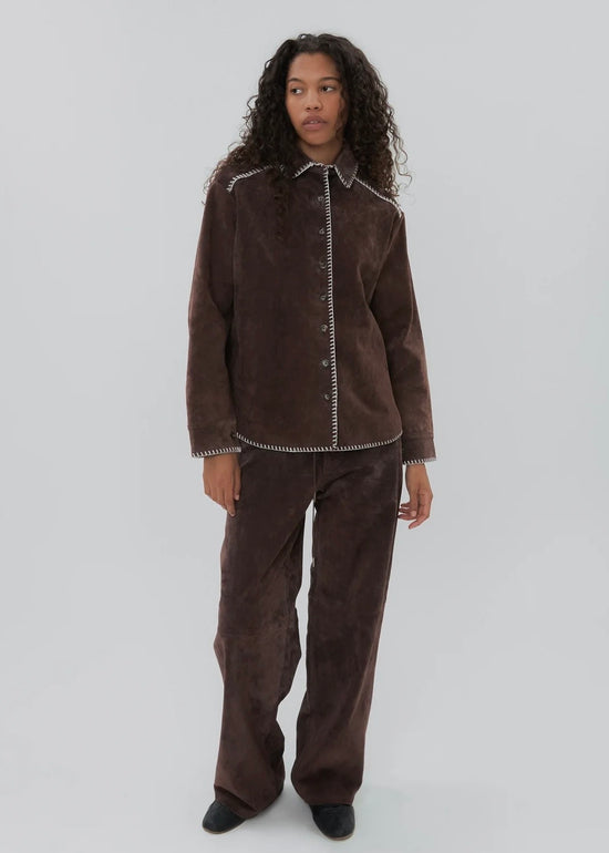 Western Shirt - Chocolate Suede