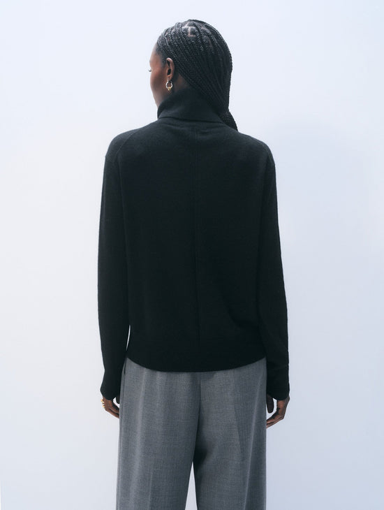 Cashmere Rib Trim Easy Cardigan - Black