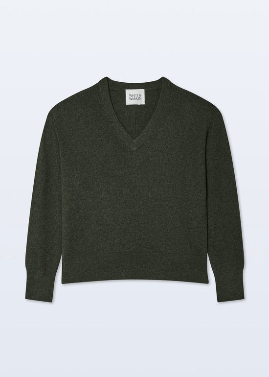 Cashmere V Neck - Thyme Heather