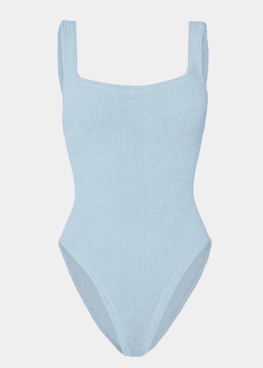 Square Neck Swimsuit - Metallic Ice Blue