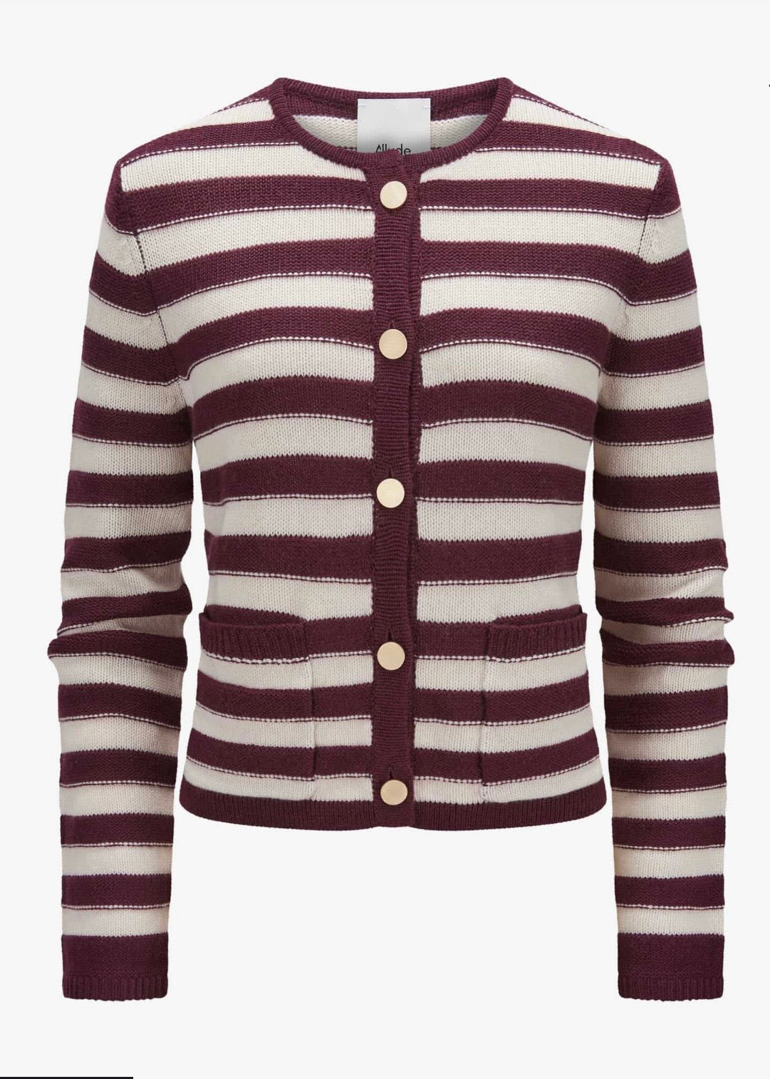 Striped Jacket Sweater - Sloe Gin/Alabaster