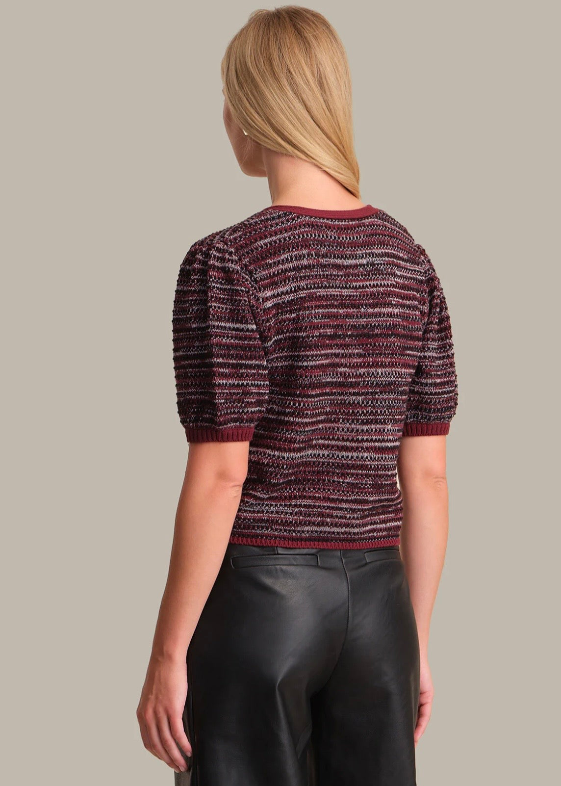Elaine Marled Bow Front Cardigan - Oxblood