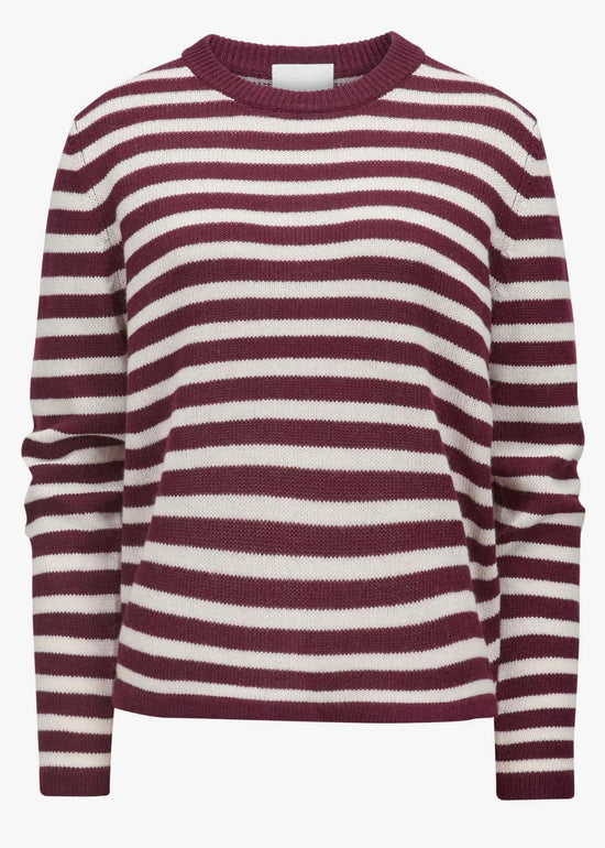 Striped Crewneck Sweater - Sloe Gin/Alabaster