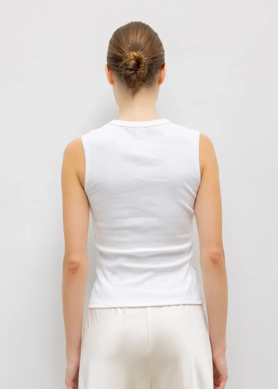 Nando Sleeveless V Neck - White