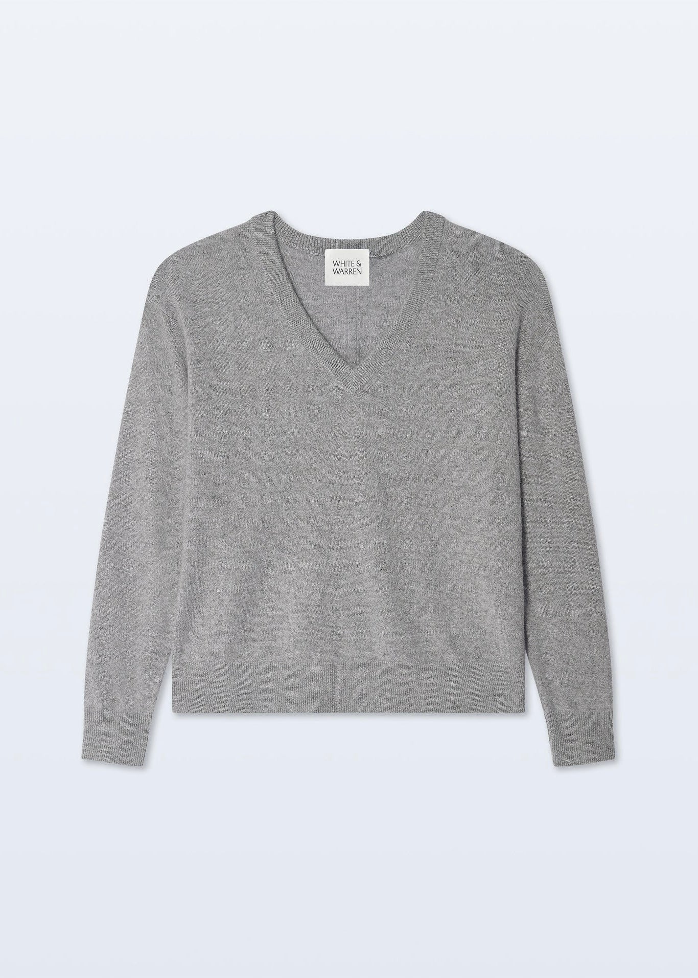 Cashmere V Neck - Grey Heather