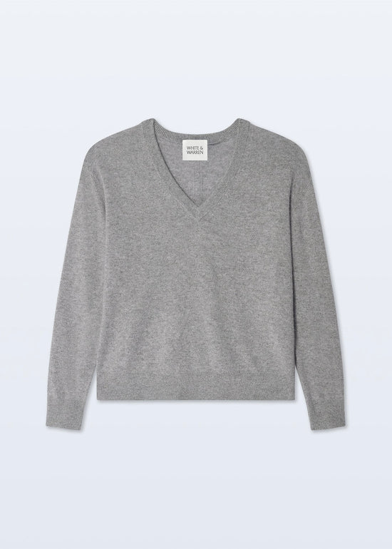 Cashmere V Neck - Grey Heather