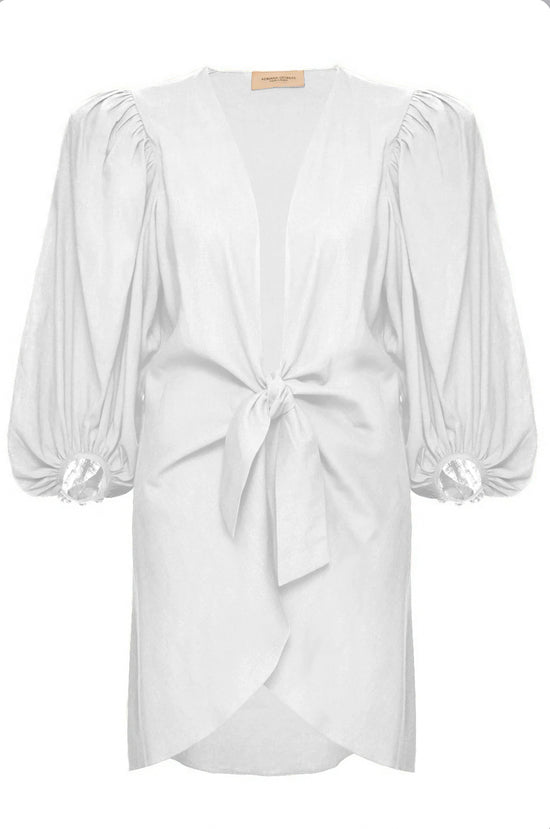 Solid Cover-Up With Voluminous Sleeves - Off White