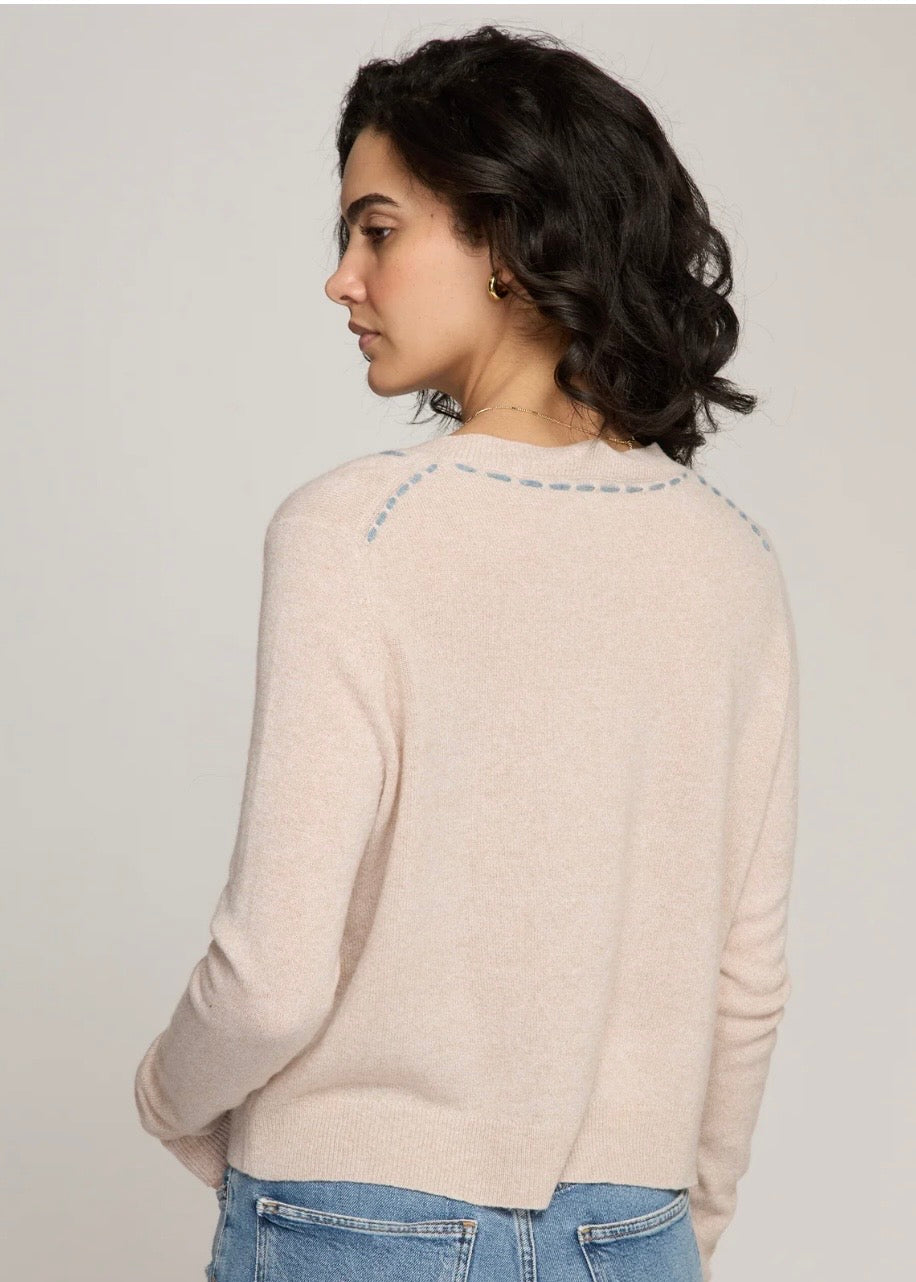 V Neck Cardigan w/ Tubular Lacing - Basket
