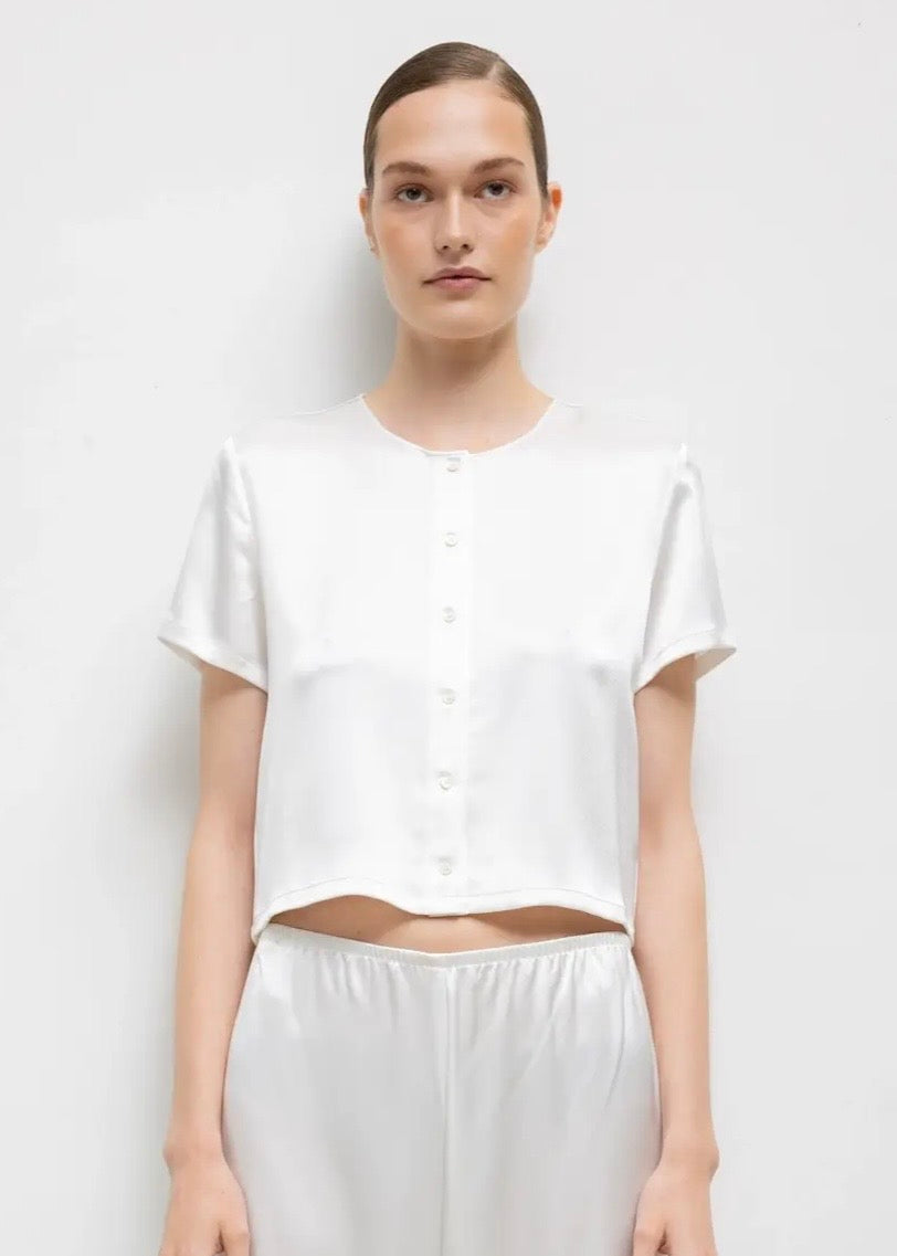 Barb Short Sleeve Cardigan - Optic White