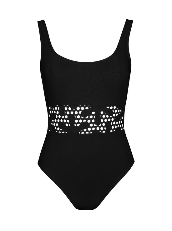 Aster Round Neck Swimsuit - Black