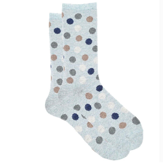 Confetti Polka Dot Cashmere Crew Sock - Sea Foam
