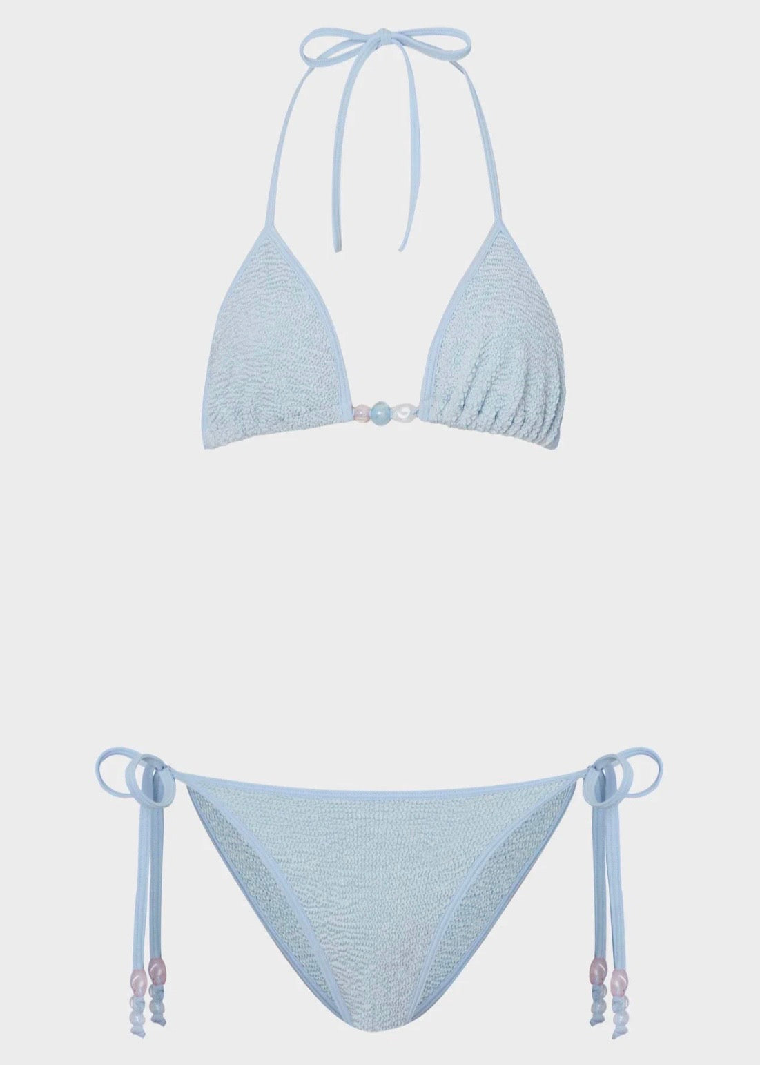 Gina Beaded Bikini - Metallic Ice Blue