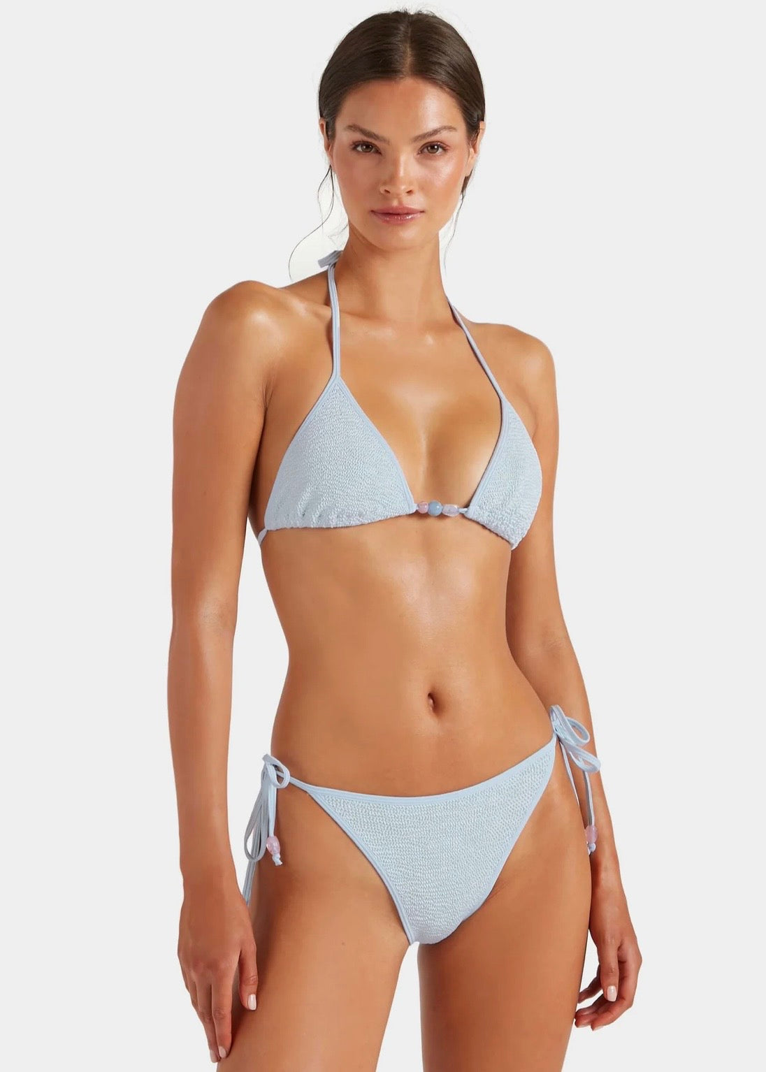 Gina Beaded Bikini - Metallic Ice Blue
