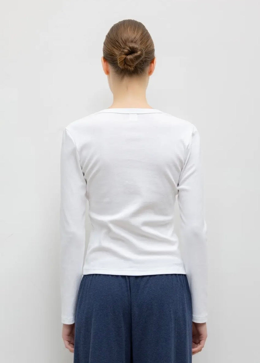 The Nando V Neck Long Sleeve - White