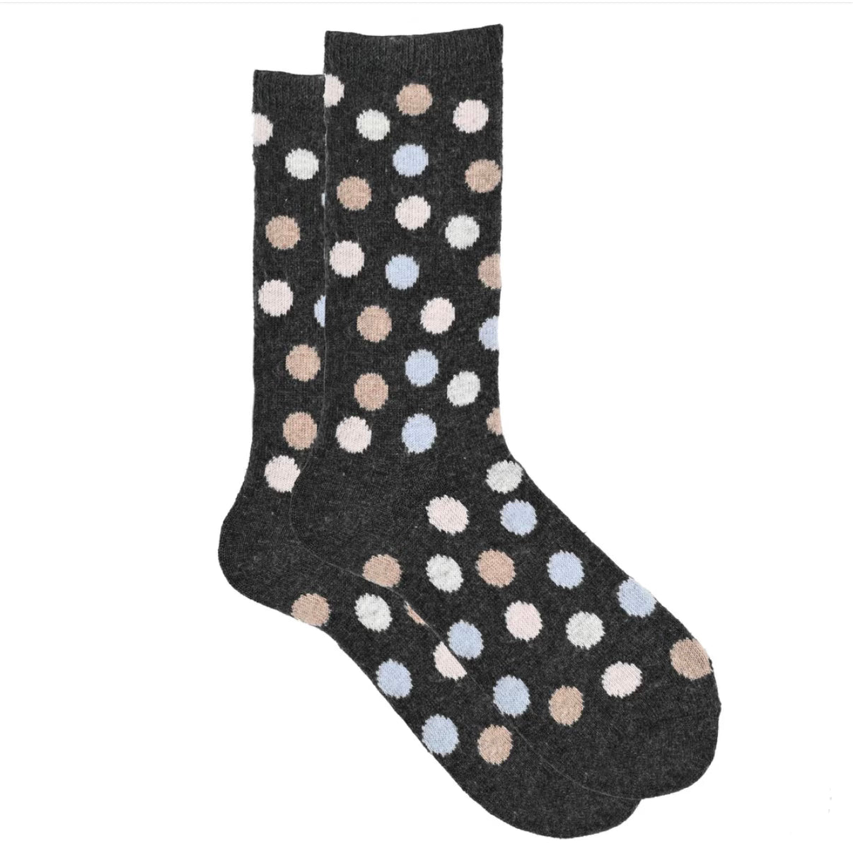 Confetti Polka Dot Cashmere Crew Sock - Charcoal