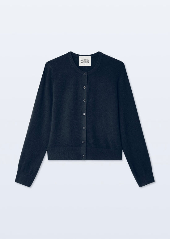 Cashmere Crewneck Cardi - Navy