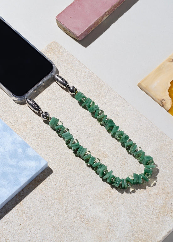 Teardrop Tile Wristlet - Aventurine / Crystal