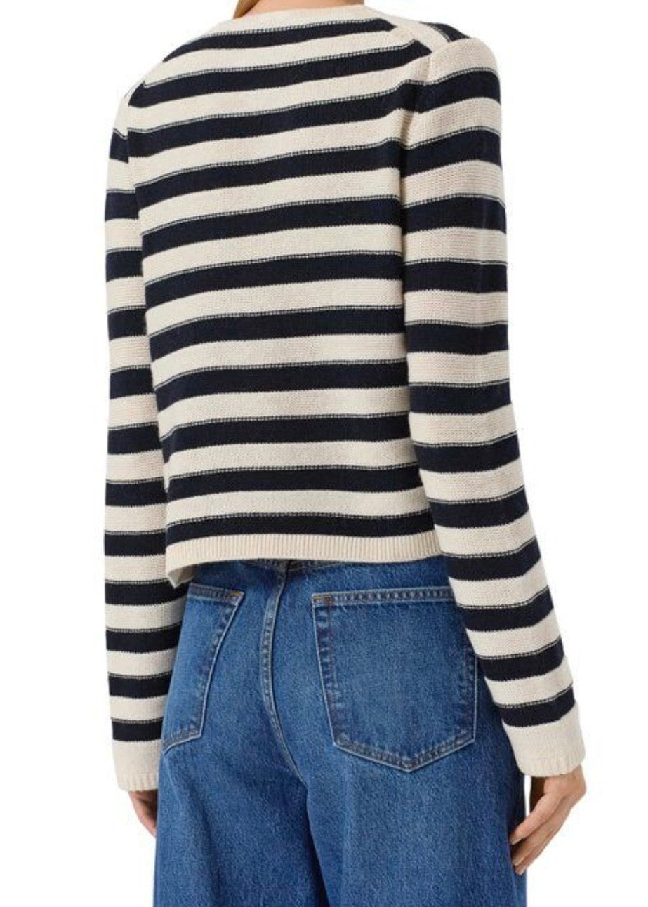 Striped Jacket Sweater - Alabaster/Deep Night