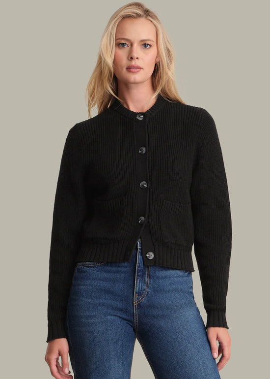 Palmer Crew Neck Cardigan - Black