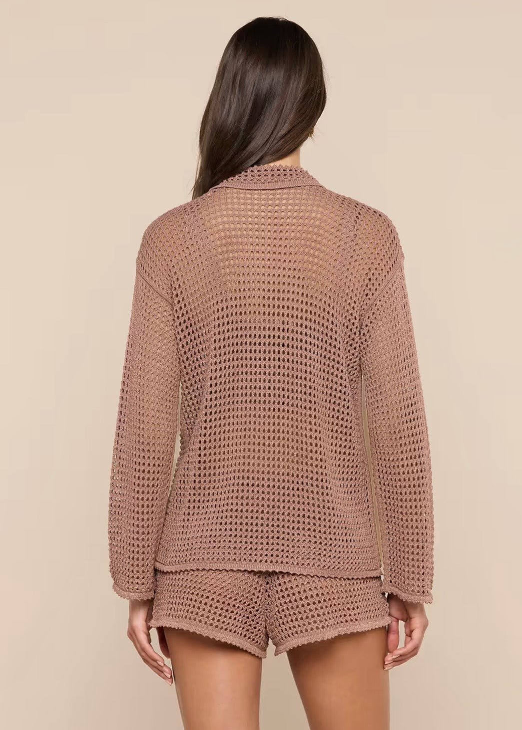 Mariana Pointelle Knit Shirt - Hazelnut