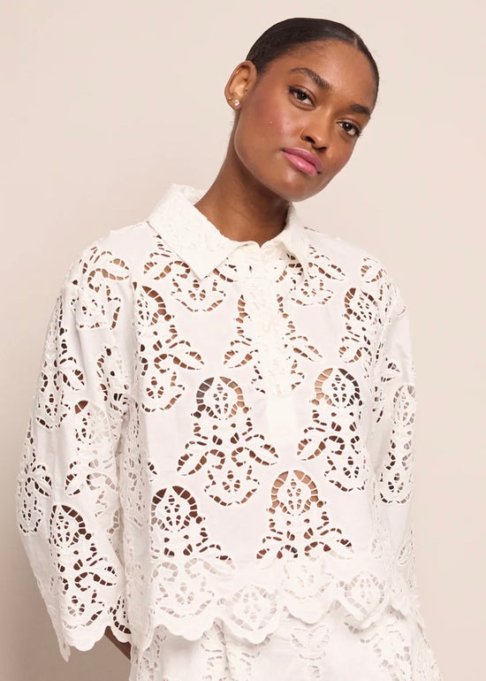 Erica Shirt - White Embroidered Eyelet