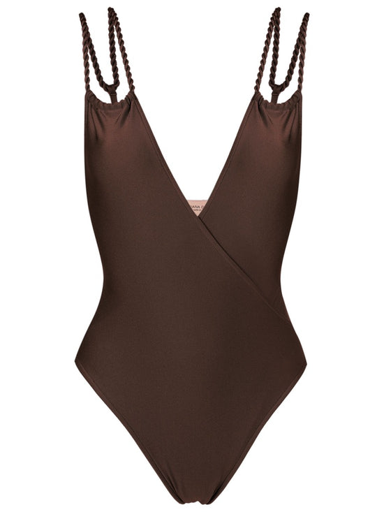 Braided Strap Swimsuit - Coffee