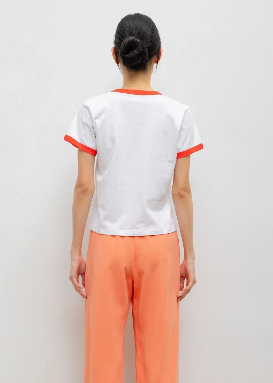 Margo Ringer Tee - White/Cerise