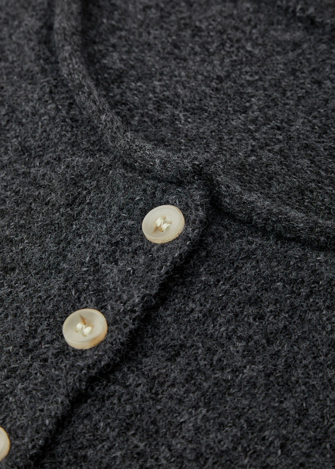 Blaire Rolled Collar Cardigan - Charcoal Grey