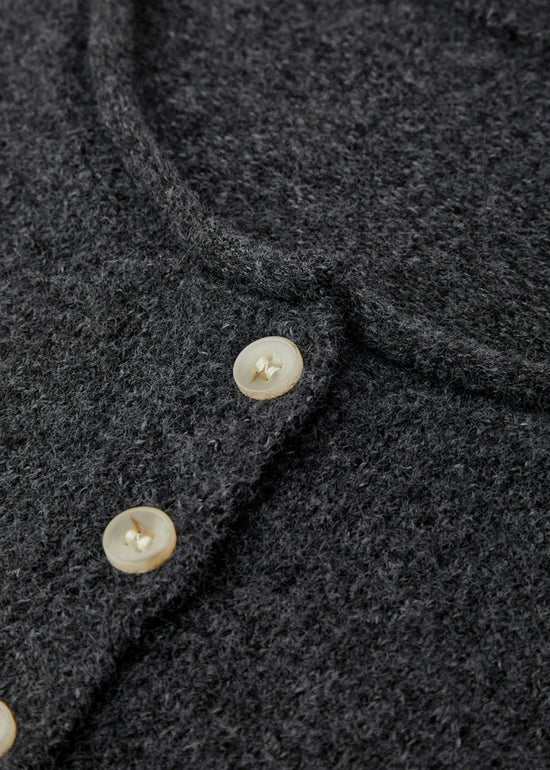 Blaire Rolled Collar Cardigan - Charcoal Grey