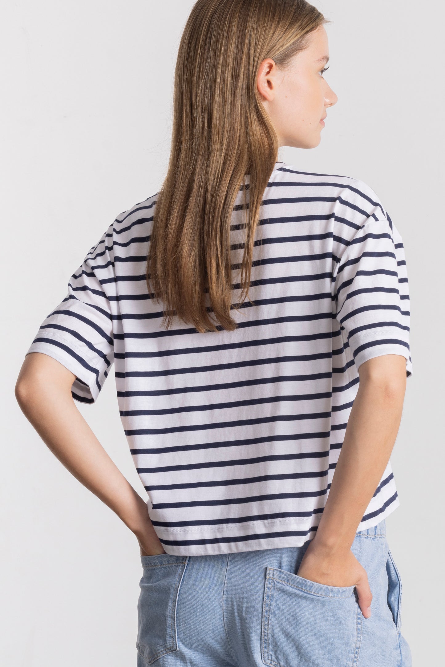 Striped S/S Tee Shirt - White/Navy