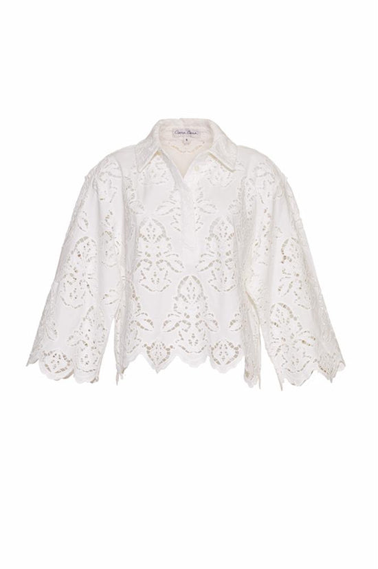 Erica Shirt - White Embroidered Eyelet