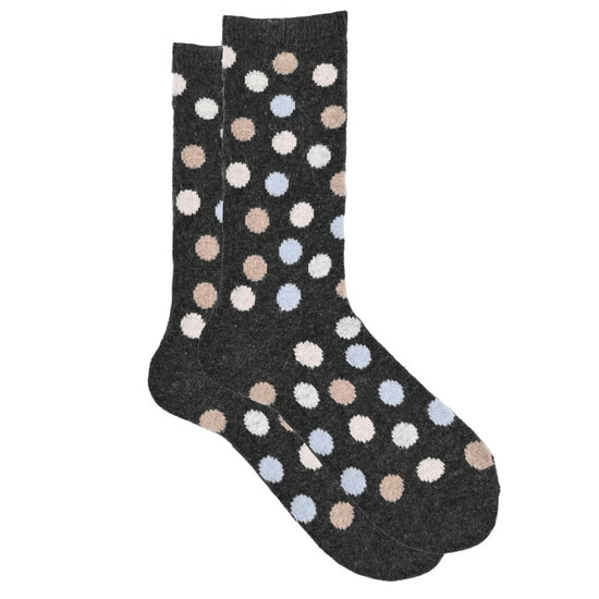 Confetti Polka Dot Cashmere Crew Sock - Black