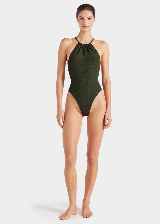 Portia 1 Piece Swimsuit - Metallic Khaki
