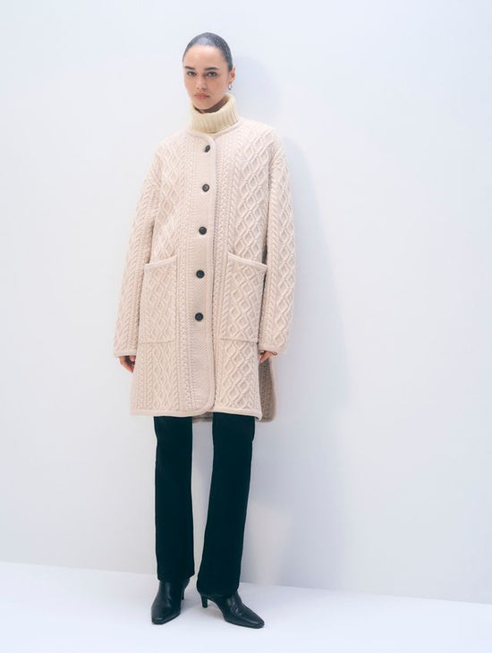Merino Luxe Cable Coat - Honey Cream