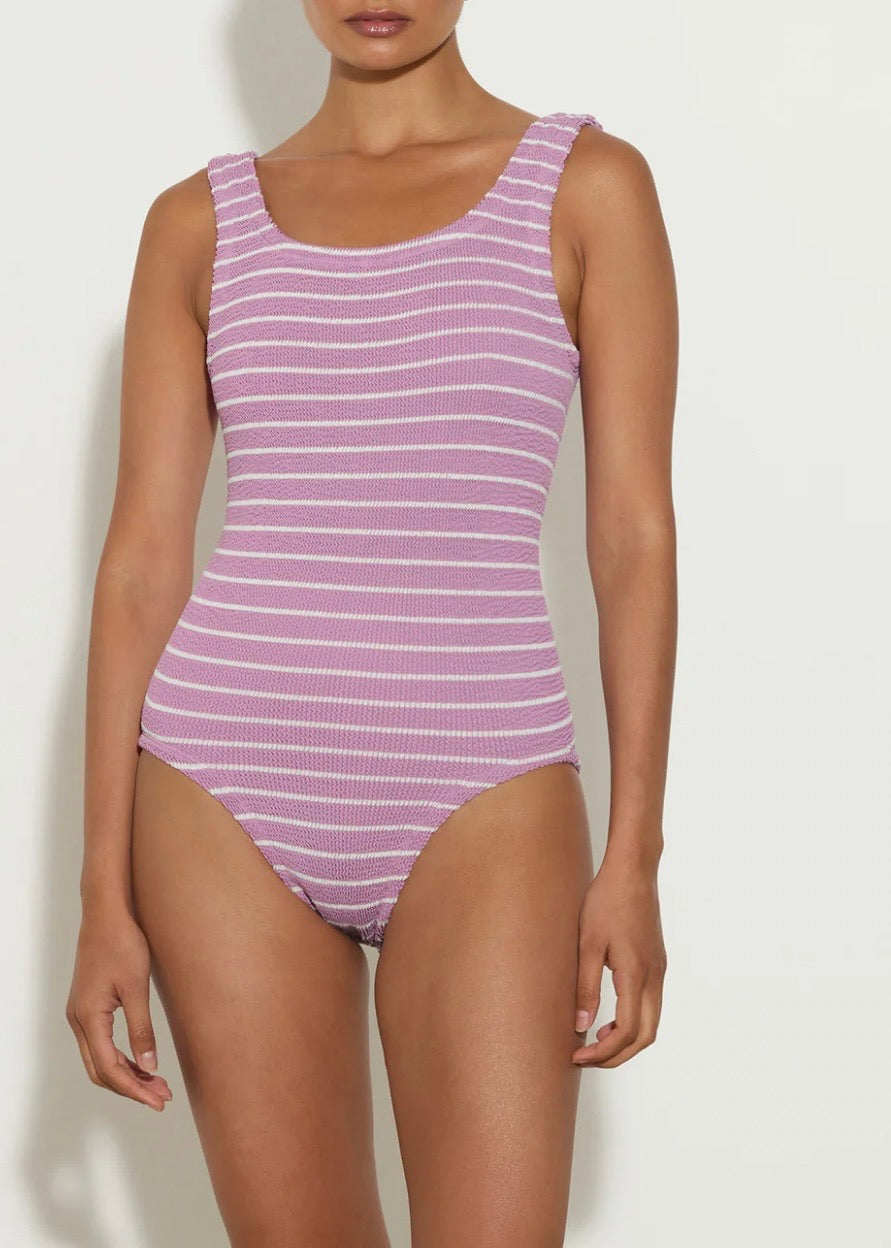 Square Neck Swimsuit - Lilac Stripe